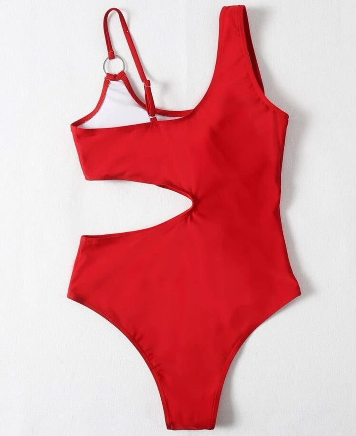 U-Neck Lace Up One Piece Swimsuit