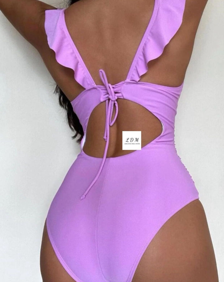 Crisscross Ruffled Wide Strap One-Piece Swimwear