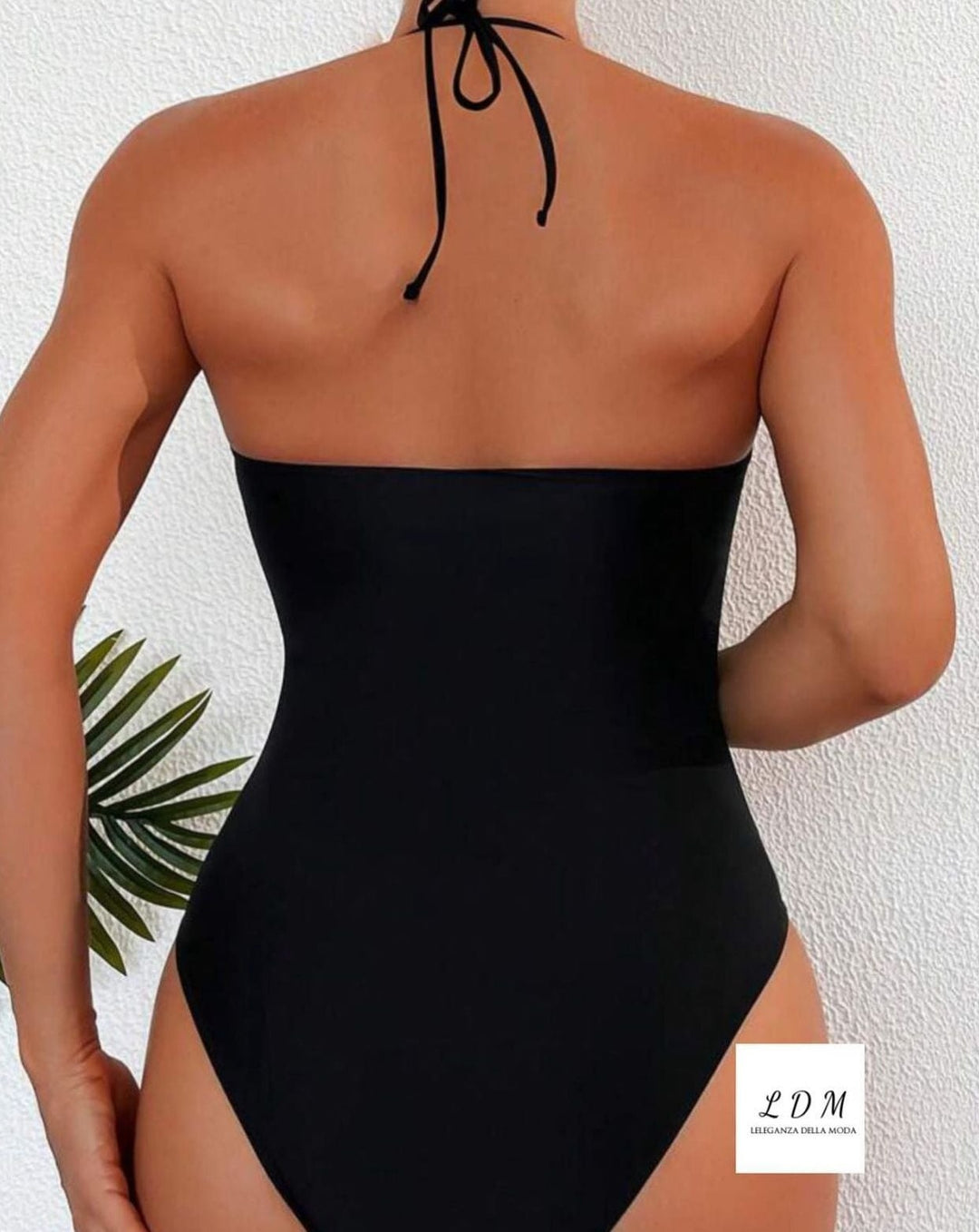 Plunge Halter Sleeveless One Piece