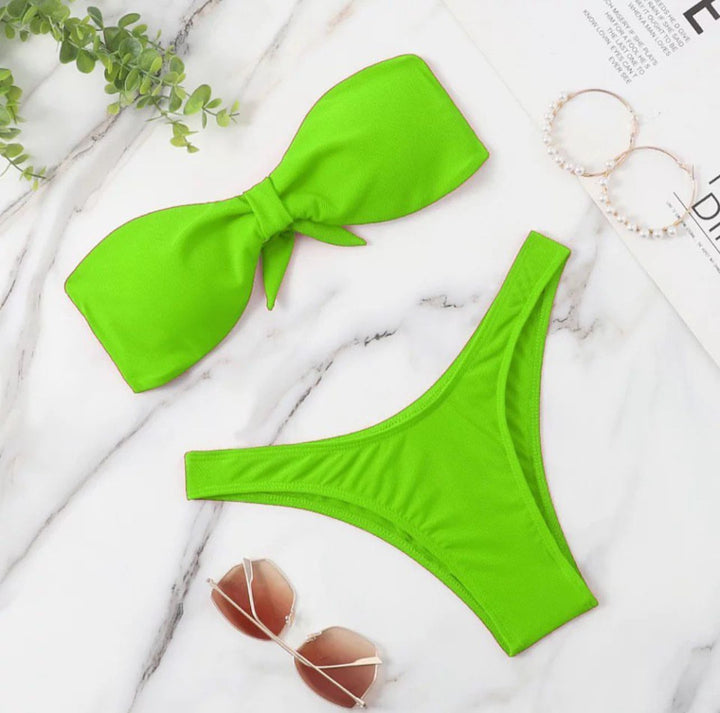 strapless lace-up bikini swimwear