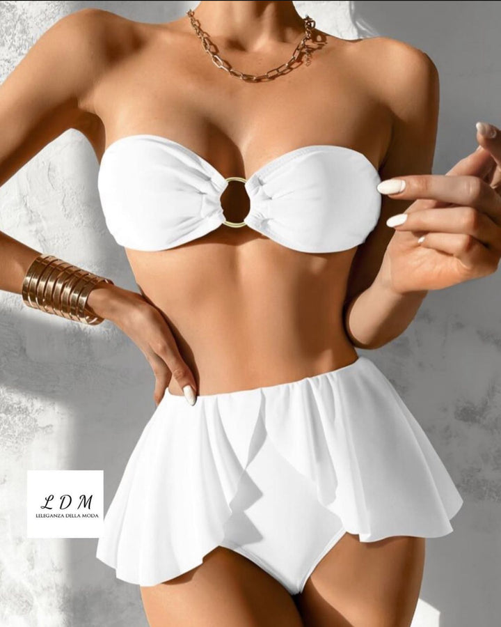 strapless lace-up bikini swimwear