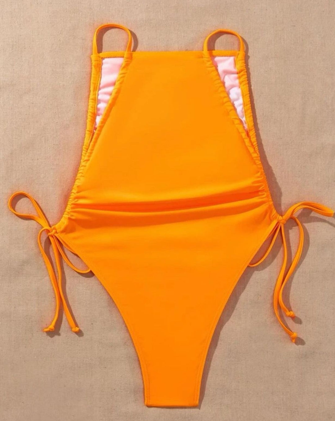 Side Draw String One Piece Swimsuit