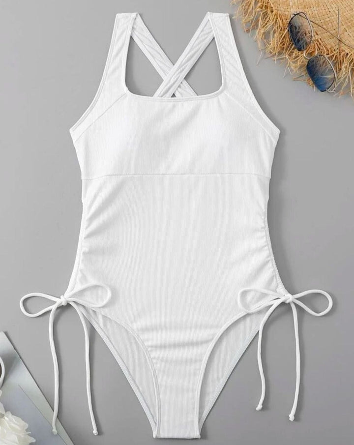 Side Draw String One Piece Swimsuit