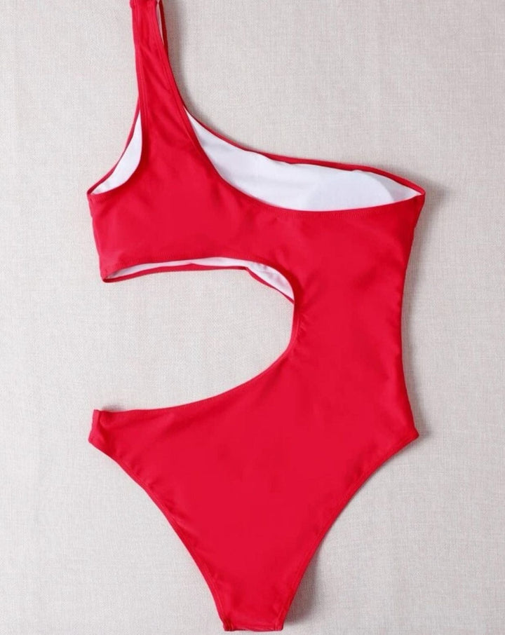 Cutout One Shoulder One-Piece Swimwear