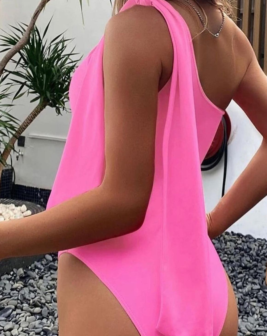 Tied One Shoulder One-Piece Swimwear