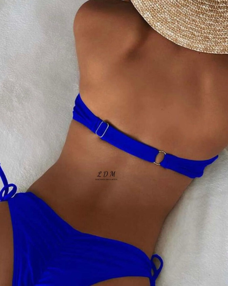 strapless lace-up bikini swimwear