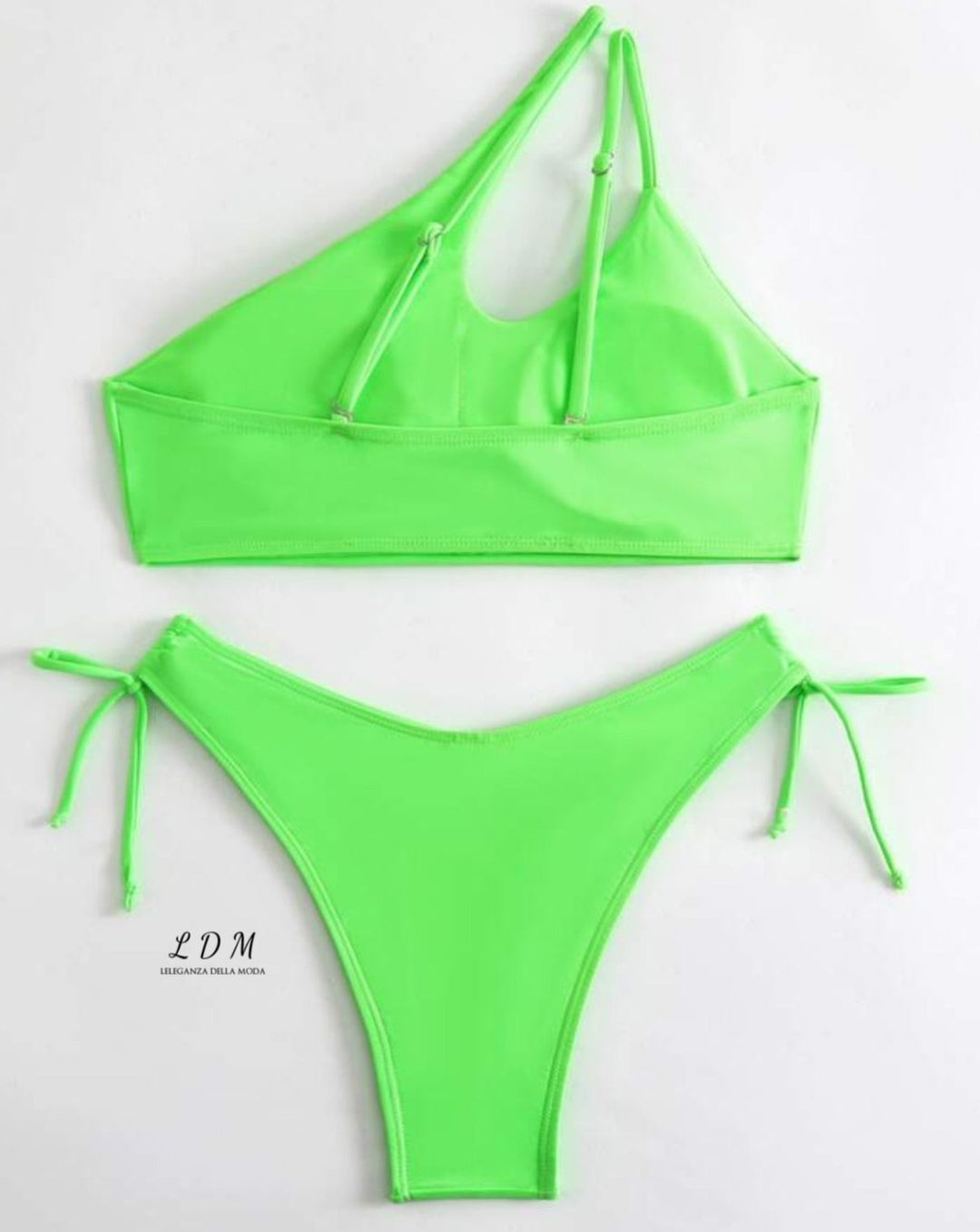 one shoulder cut out high cut bikini