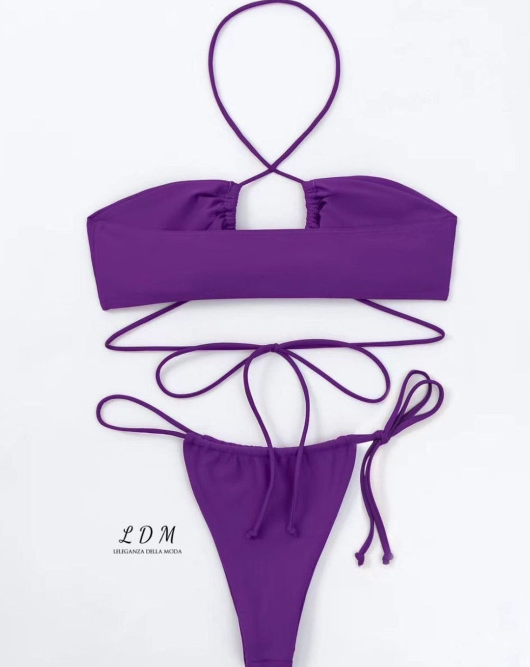 Sexy Solid Color Cut-Out Lace-Up Bikini Swimsuit