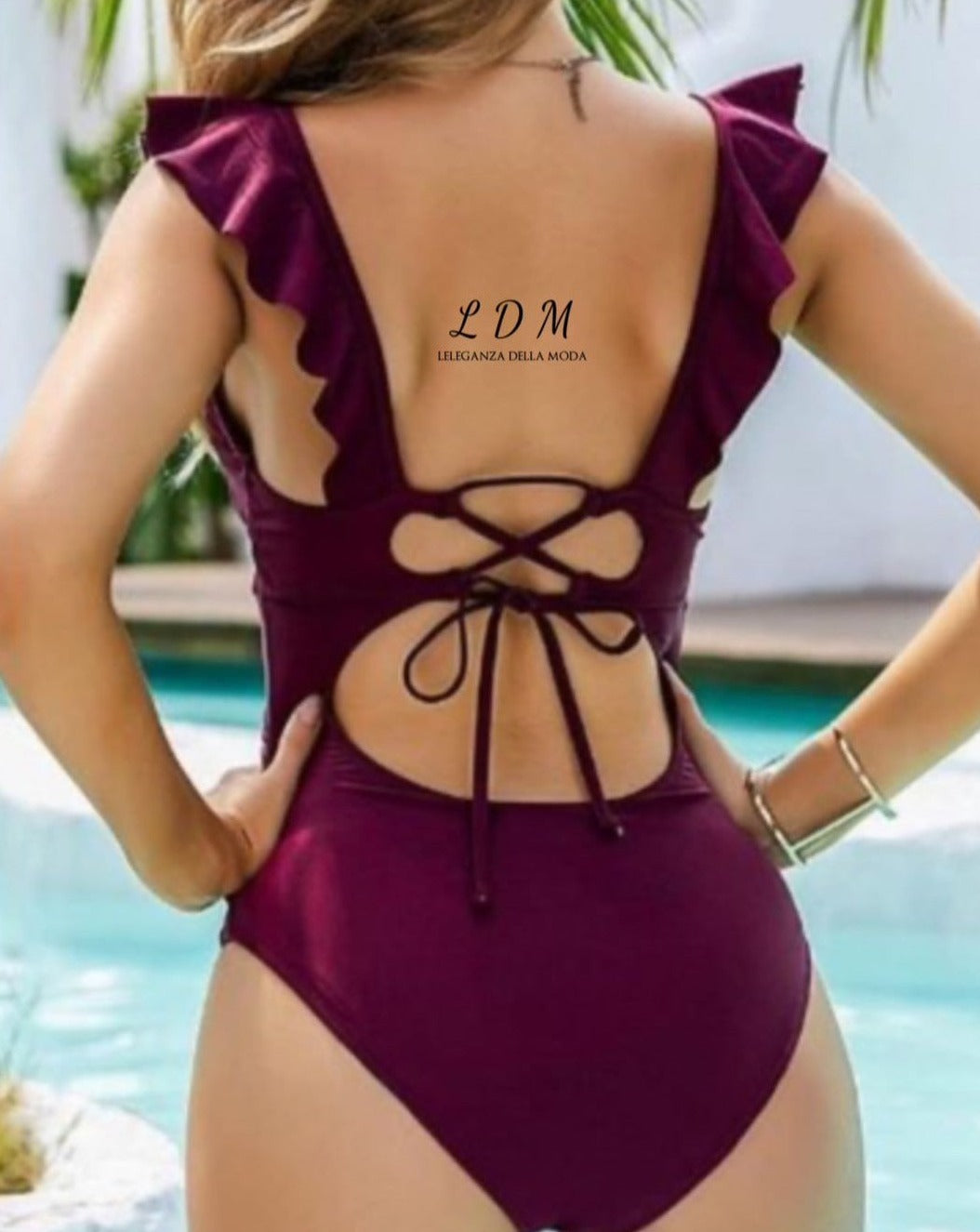 Crisscross Ruffled Wide Strap One-Piece Swimwear