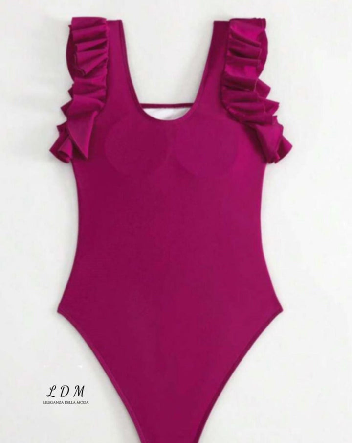 Crisscross Ruffled Wide Strap One-Piece Swimwear