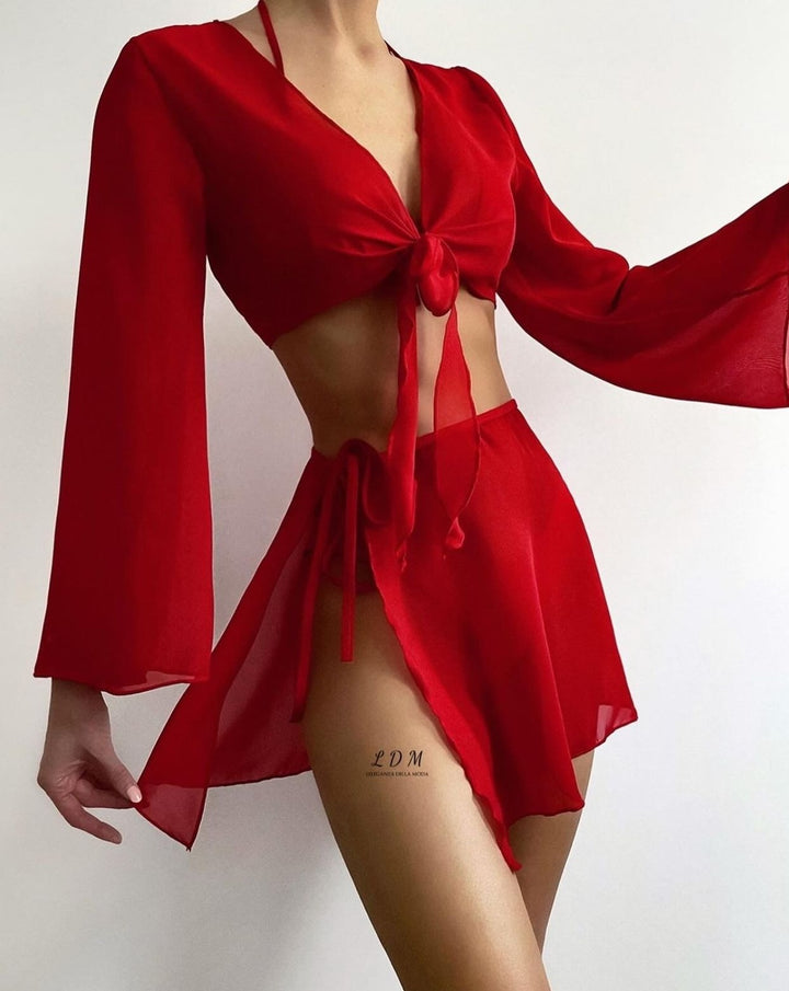 Swimsuit Cover Ups for Women Beach Chiffon Swimwear Coverup Sheer Sexy V-Neck Beachwear