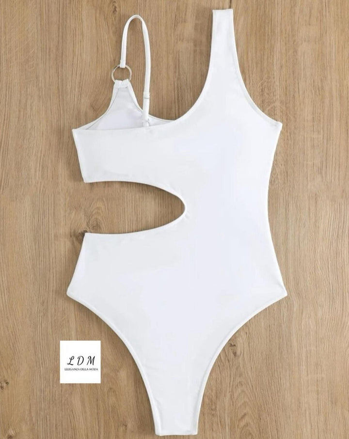 Contrast Tie-Waist Plunge One-Piece Swimsuit