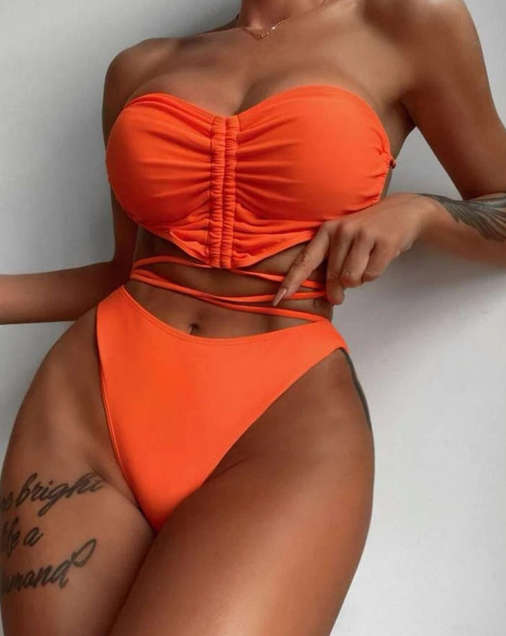 High Waist Sling Halter split swimsuit