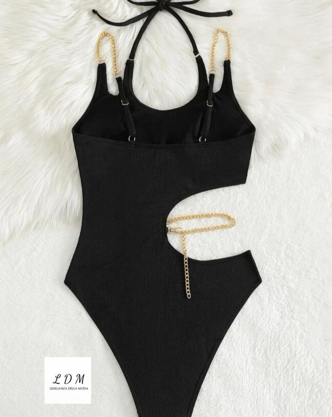 Metal Chain Cutout One-Piece Swimsuit