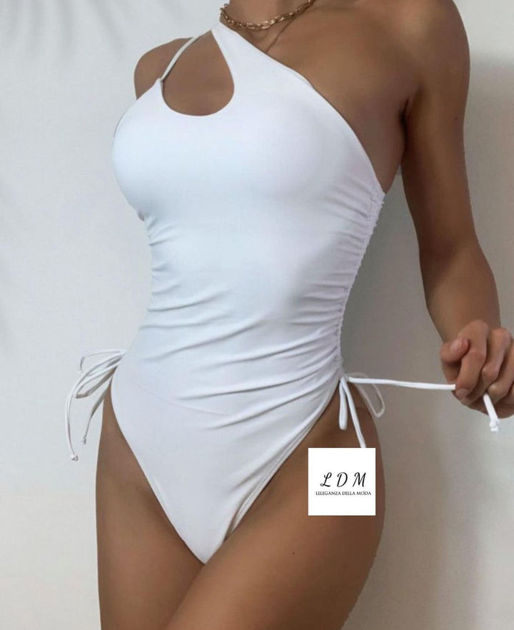 Side Draw String One Piece Swimsuit