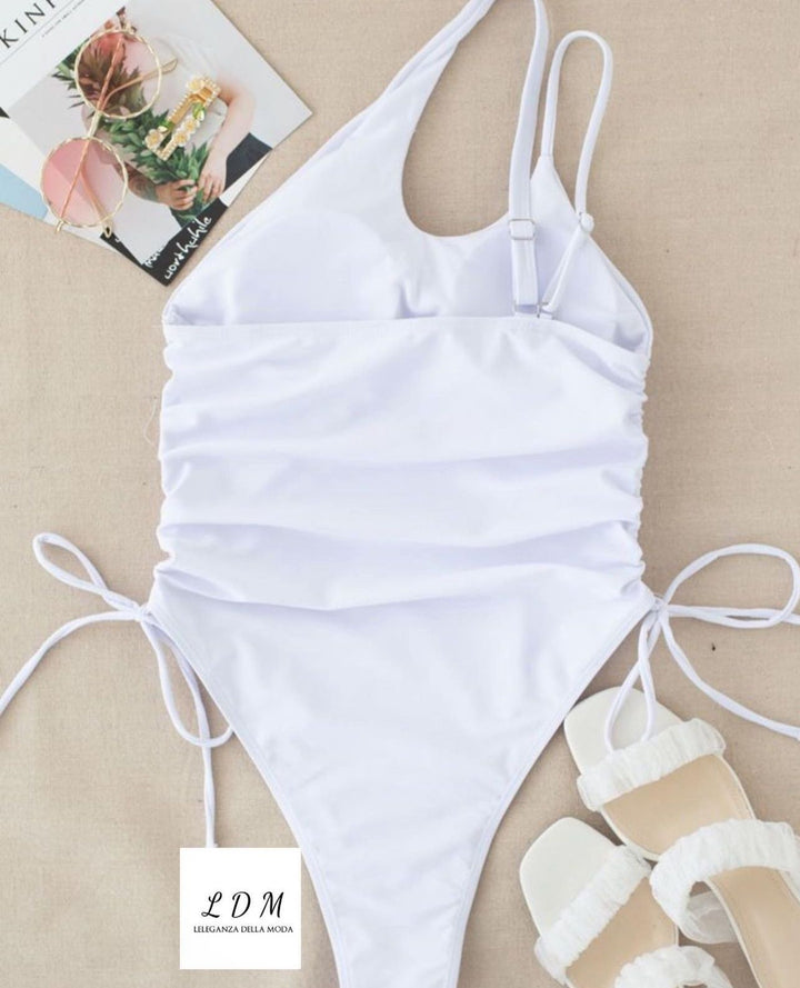 Side Draw String One Piece Swimsuit