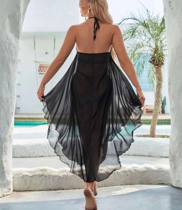 Swimsuit Cover Ups for Women Beach Chiffon Swimwear Coverup Sheer Sexy U-Neck Beachwear