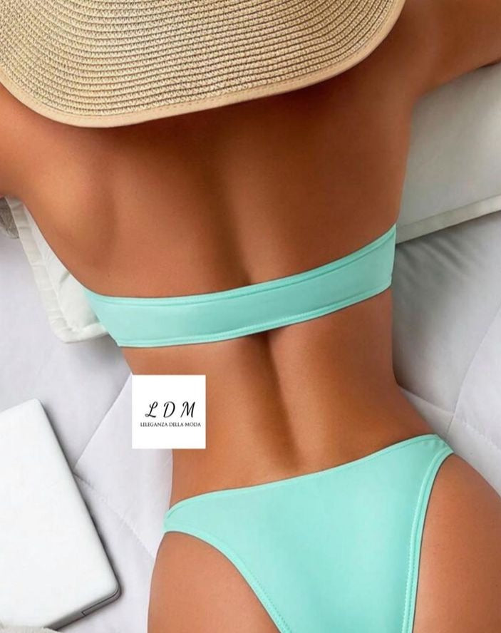 strapless lace-up bikini swimwear