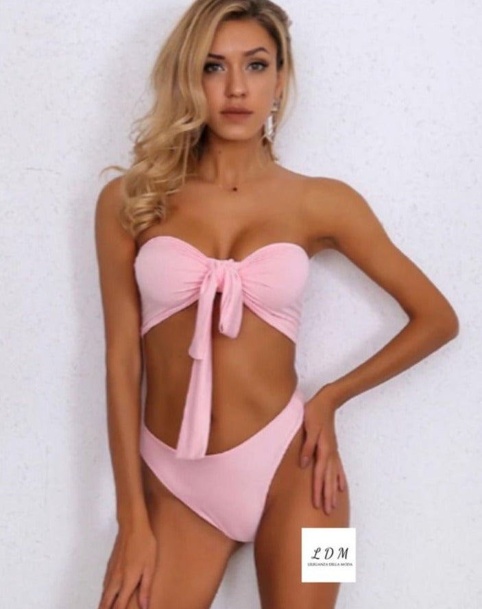 strapless lace-up bikini swimwear