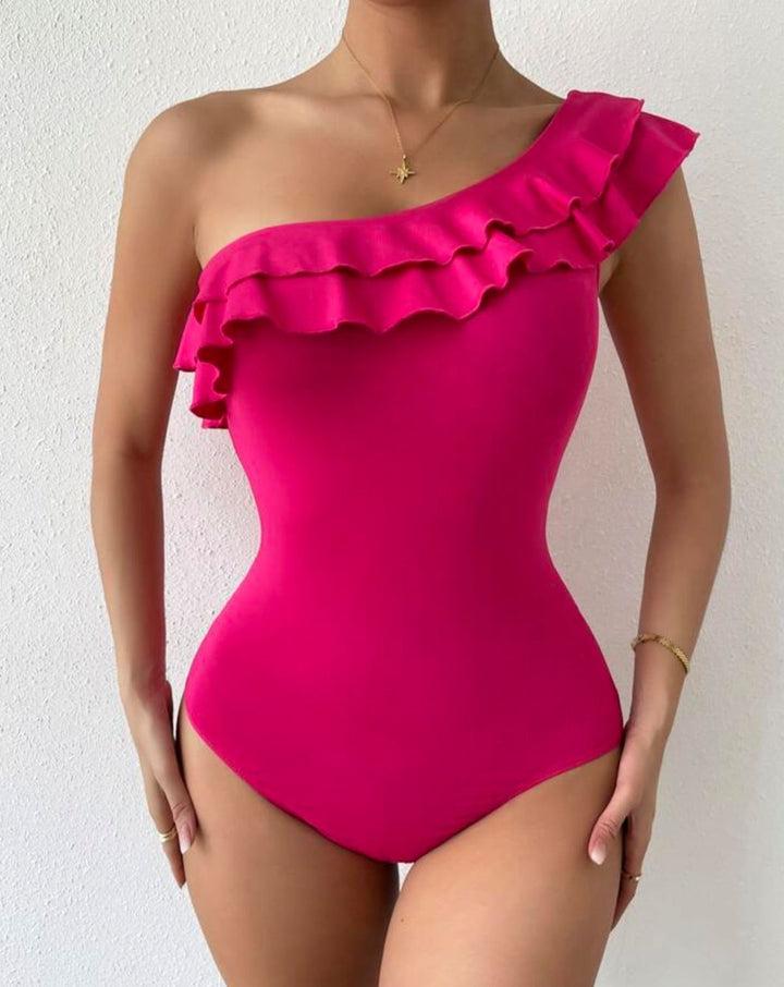 West Swim Seaside Romance Ruffle One-Shoulder one piece